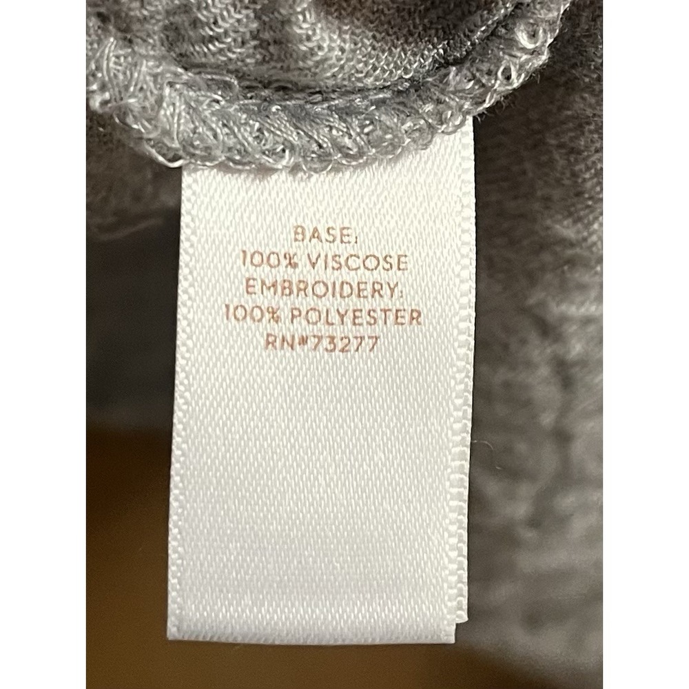 Lauren Conrad Grey Boho Blouse Sz XXL Flare Sleeve Floral Embroidered Casual Top - Picture 6 of 9